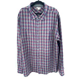 CARBON2COBALT Gray Purple Blue Plaid Button Down Long Sleeve Shirt Size XXL 2XL
